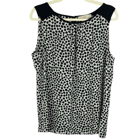 Ann Taylor LOFT Casual Chic Black & White Patterned Sleeveless Large Blouse - Picture 1 of 10